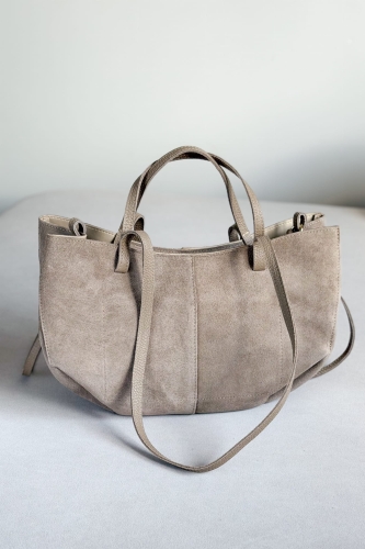 Torebka shopper skóra zamszowa beż
