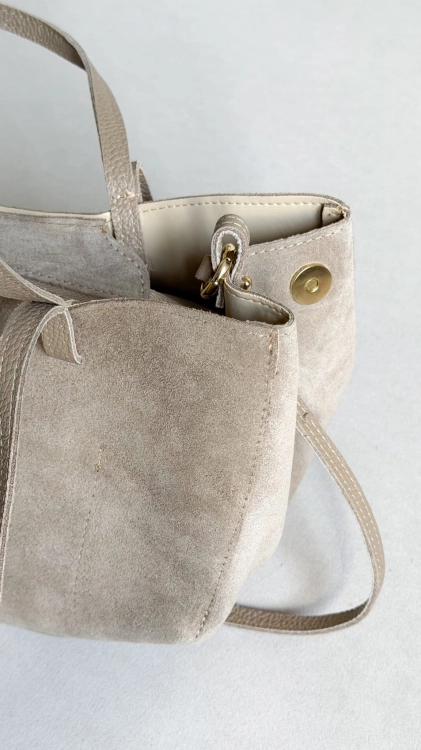 Torebka shopper skóra zamszowa