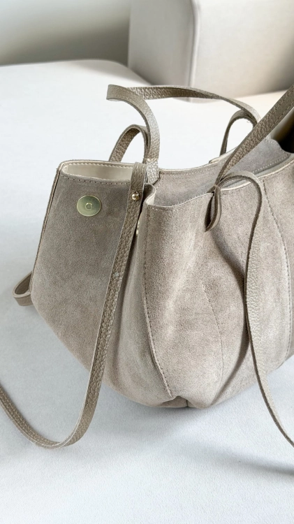 Torebka shopper skóra zamszowa