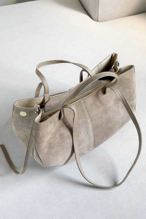 Torebka shopper skóra zamszowa